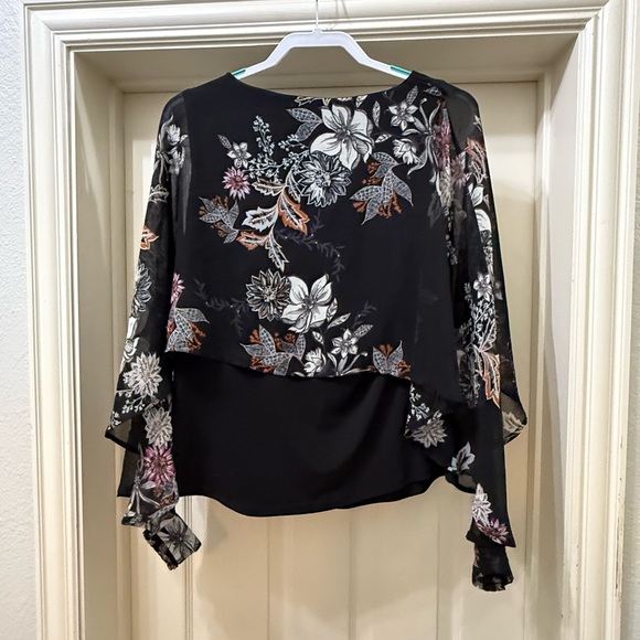 Maurices Black Top with Orange and Gray Pattern - Picture 6 of 7